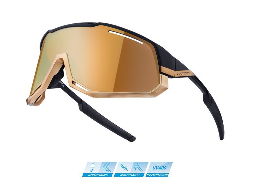 brýle FORCE ATTIC černo-zlaté, zlaté zrc. sklo