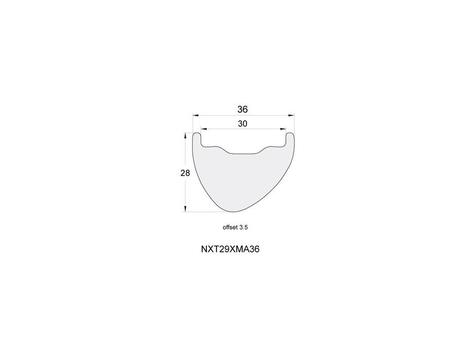 Karbonový ráfek ASYM. Nextie PREMIUM 36mm 29" MTB Clincher [Tubeless Compatible][NXT29XMA36]-Solid black wrap-over