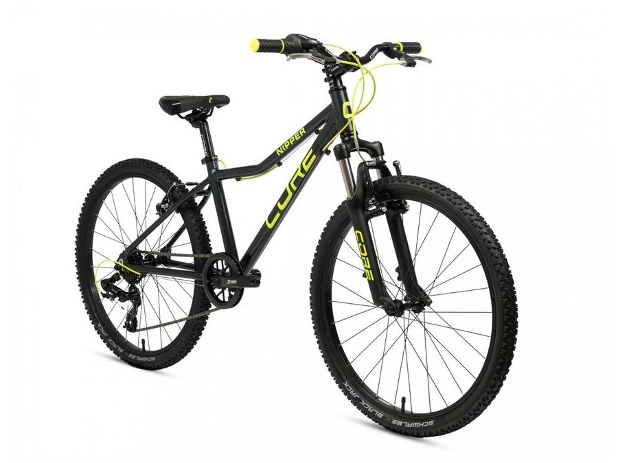 Dětské kolo Core Nipper 24", jednopřevodník, černý mat žlutá, 2026 + odpružená vidlice