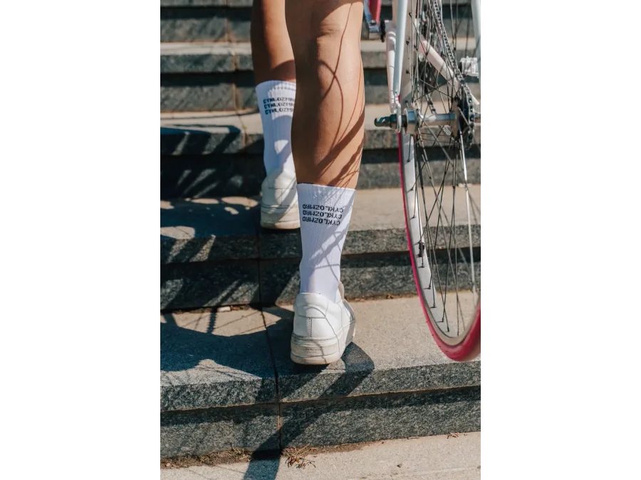 Dlouhé ponožky na kolo Kolo je Láska Cyklozmrd vol.3, bílá