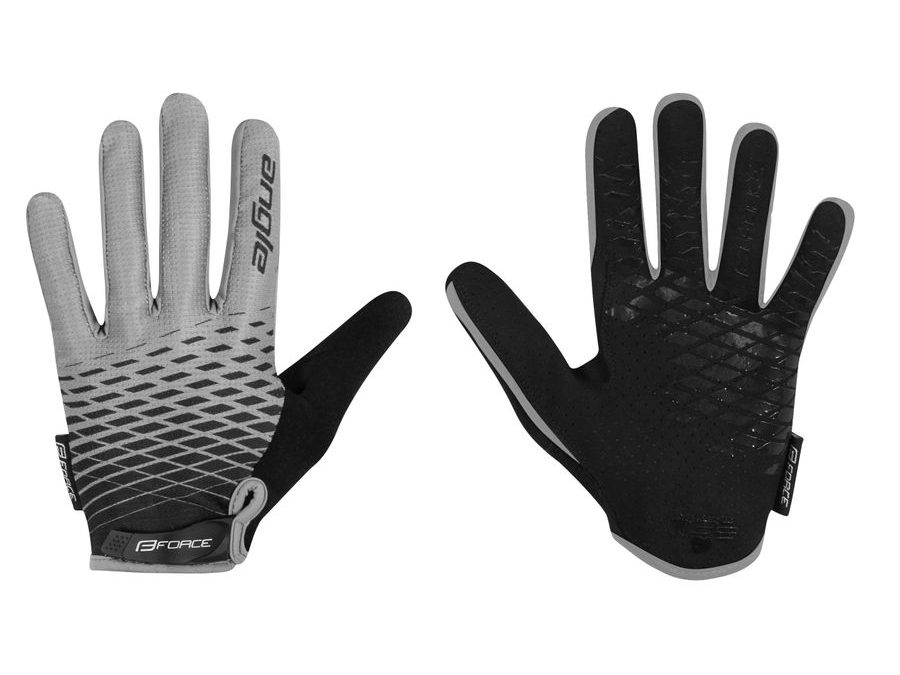 Letní dlouhoprsté rukavice FORCE MTB ANGLE, šedo-černé