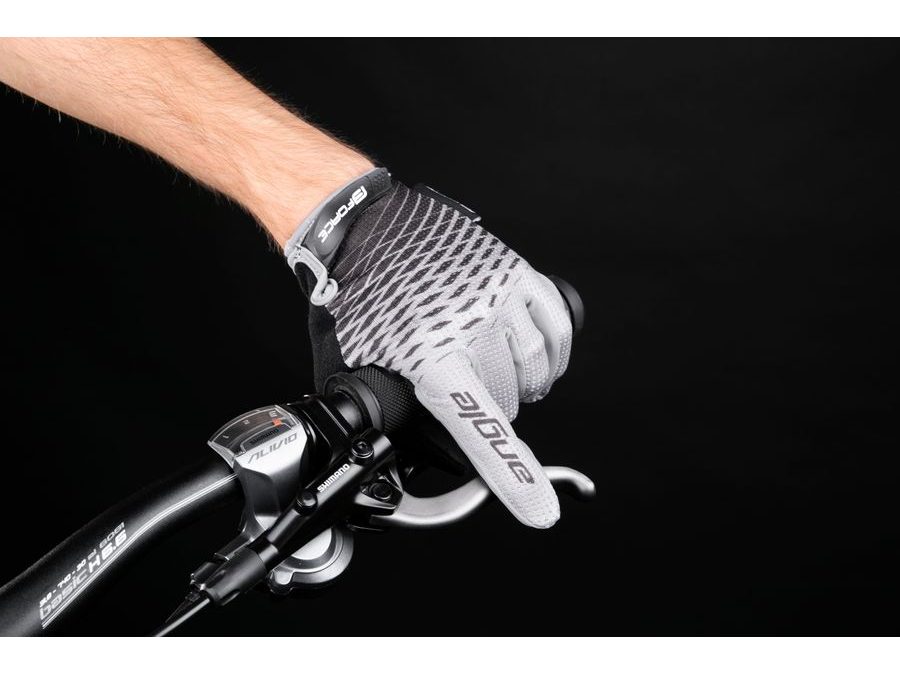 Letní dlouhoprsté rukavice FORCE MTB ANGLE, šedo-černé