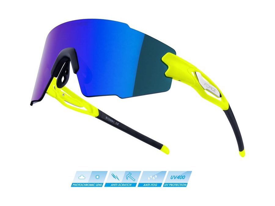 brýle FORCE MANTRA fluo, modré zrc. sklo