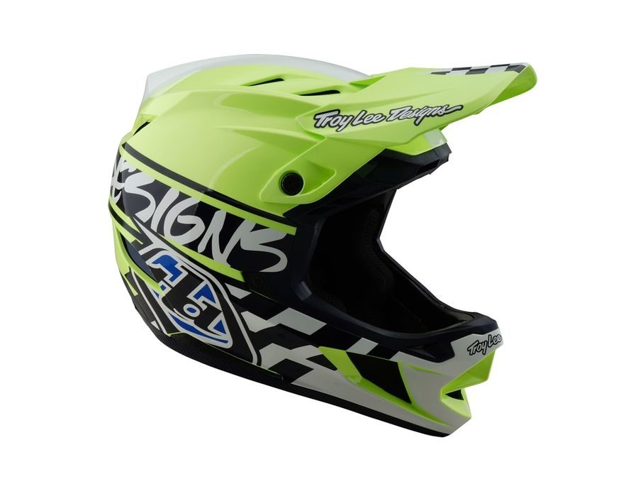 Integrální helma Troy Lee Designs D4 POLYACRYLITE FIFTY-50 NAVY / GLO YELLOW 2025