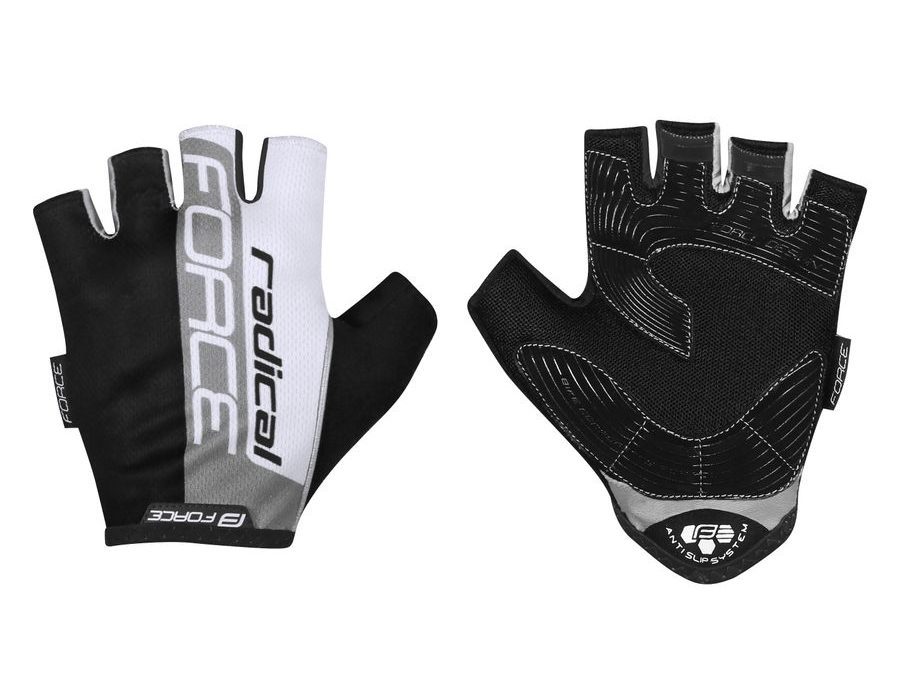 Letní krátkoprsté rukavice FORCE RADICAL, šedo-bílo-černé