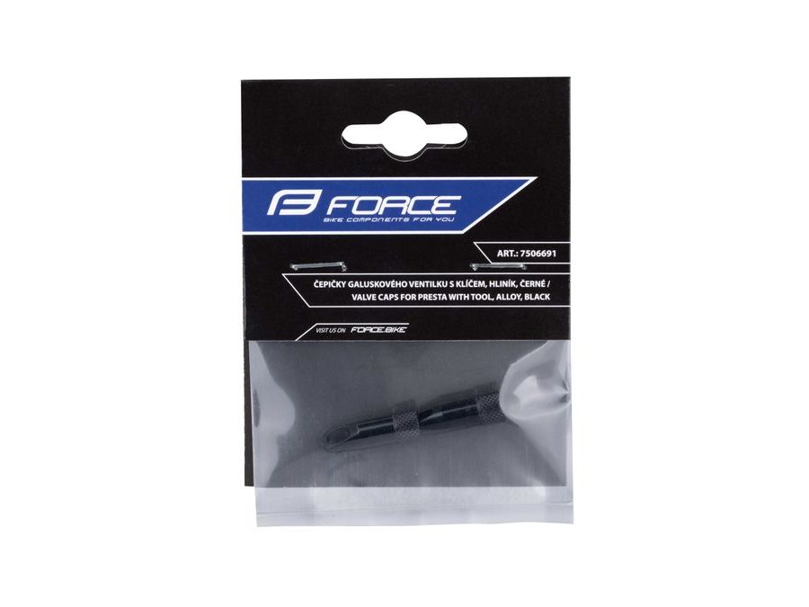 Čepičky galuskového ventilku s klíčem, hliníkové, černé