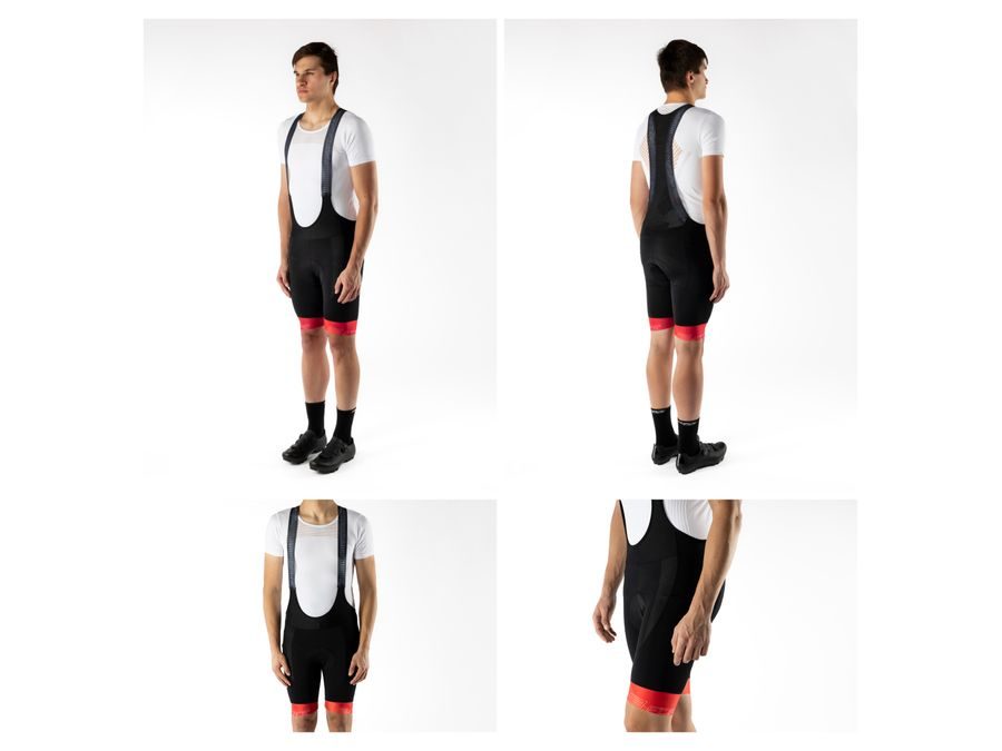 Pánské kraťasy se šráky a vložkou FORCE STRIPE, černo-červené