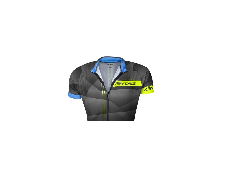 Dres s krátkým rukávem FORCE BEST, černo-fluo