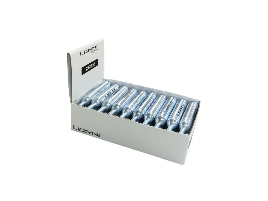 CO2 Bombičky LEZYNE 25G CO2 COUNTERTOP BOX SILVER