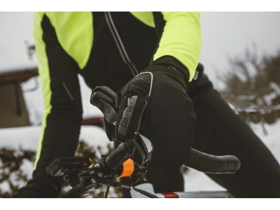 Podzimní/zimní rukavice FORCE HOT RAK PRO 3+1, černé