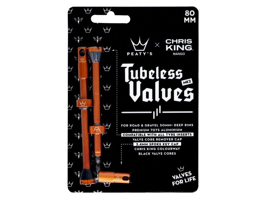 Bezdušové ventilky PEATY'S X CHRIS KING (MK2) MANGO BEZDUŠOVÉ VENTILKY - 80MM