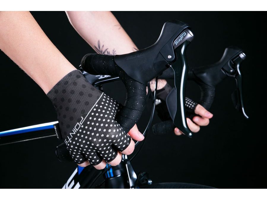 Letní krátkoprsté rukavice FORCE POINTS LADY bez zapínání, černo-bílé