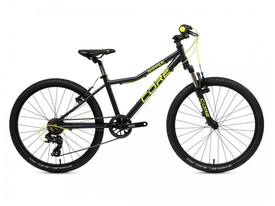 Dětské kolo Core Nipper 24", jednopřevodník, černý mat žlutá, 2026 + odpružená vidlice