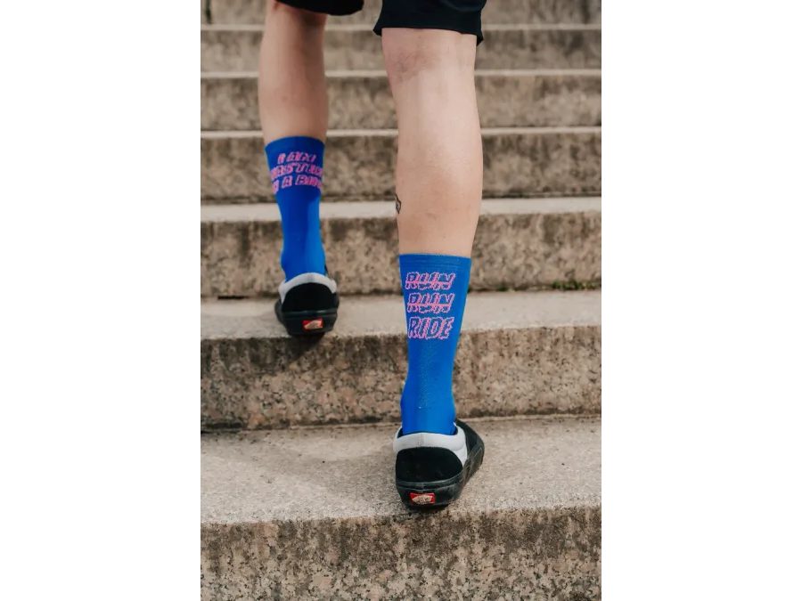 Ponožky na běhání Kolo je Láska Faster on a bike, modrá
