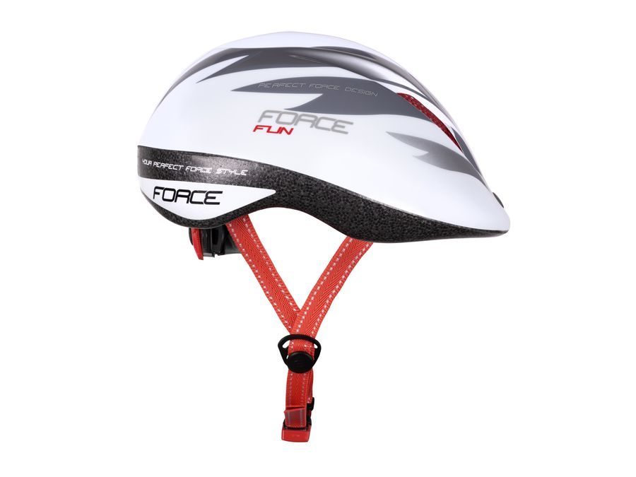 Dětská helma FORCE FUN STRIPES, bílo-šedo-červená