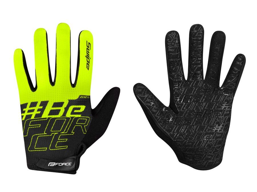 Letní dlouhoprsté rukavice FORCE MTB SWIPE, černo-fluo