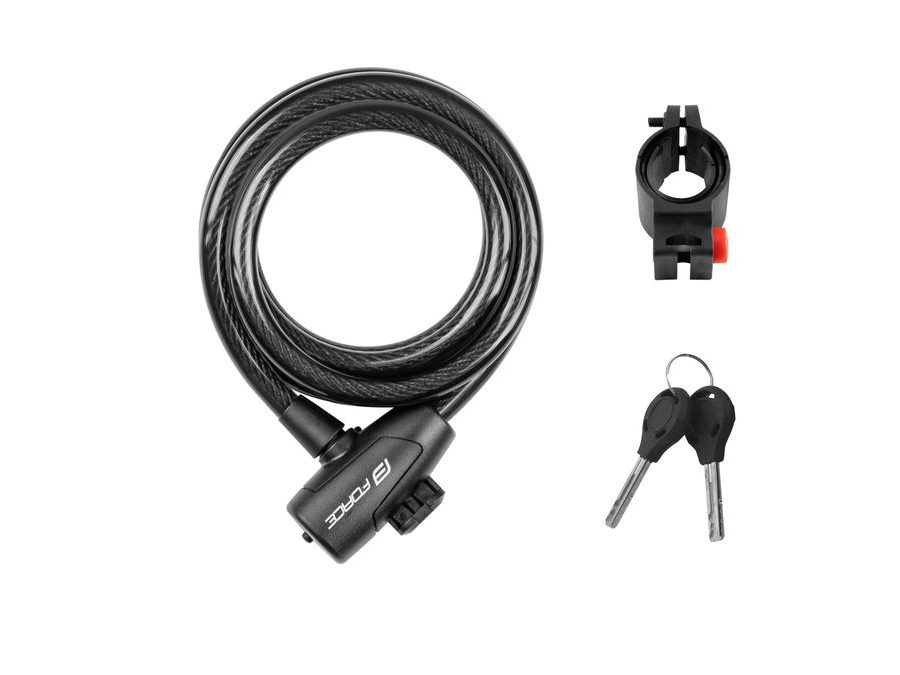 Zámek spirálový FORCE STRONG s držákem, 180cm/12mm, černý