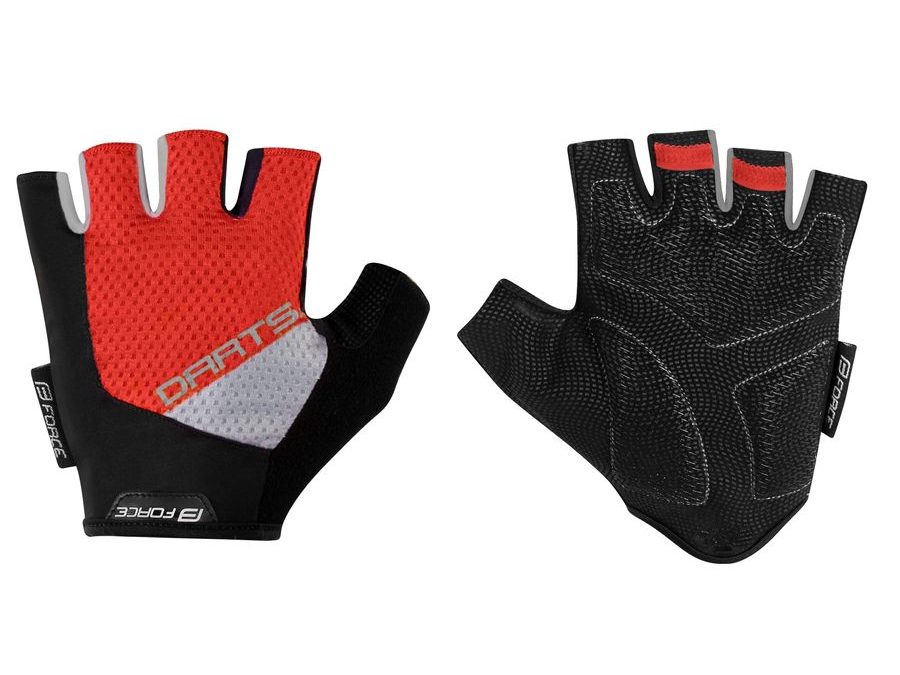 Letní krátkoprsté rukavice FORCE DARTS gel bez zapínání, červeno-šedé