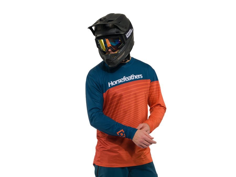 Pánský dres s dlouhým rukávem HORSEFEATHERS Quantum LS, petrol-burnt orange