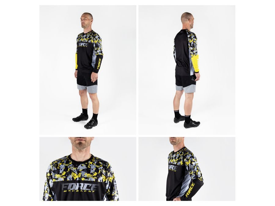 Dres s dlouhým rukávem FORCE RECKLESS, černo-žluto-šedý