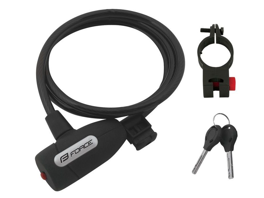 Zámek spirálový FORCE LUX s držákem 120cm/8mm, černý