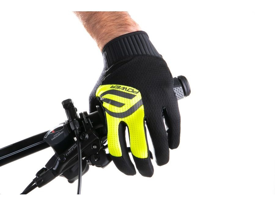 Letní dlouhoprsté rukavice FORCE MTB POWER, černo-fluo