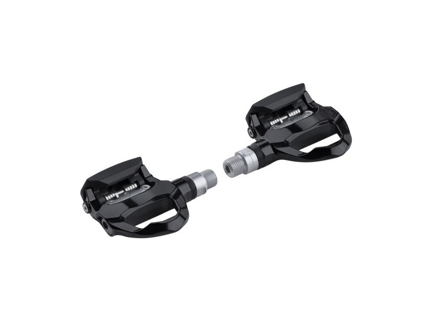 pedály FORCE FLIX nášlapné silniční + zarážky, črn