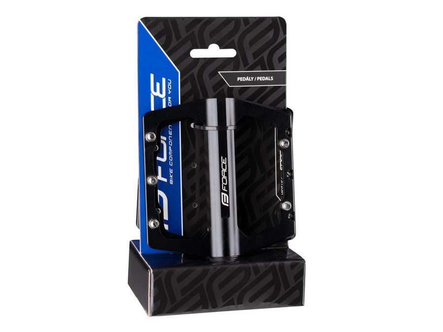 pedály FORCE STEEP hliníkové, prům. ložiska, černé
