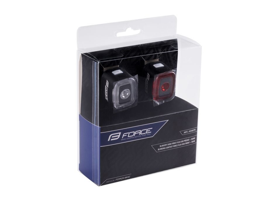 Sada blikaček FORCE FLEA 200 LM, USB přední+zadní