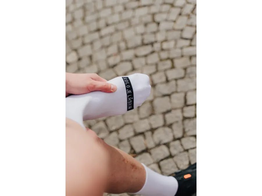 Dlouhé ponožky na kolo Kolo je Láska Up and Down, bílá