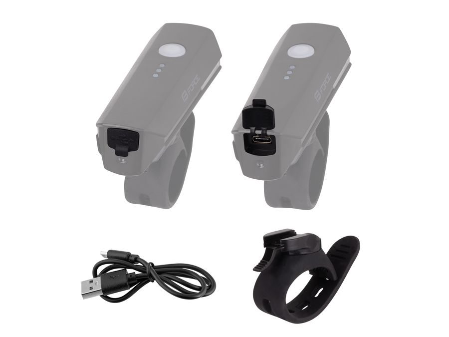 světlo přední FORCE FLUX 550LM USB, černé