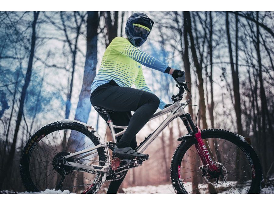 Pánský dres s dlouhým rukávem FORCE MTB ANGLE, fluo-modrý