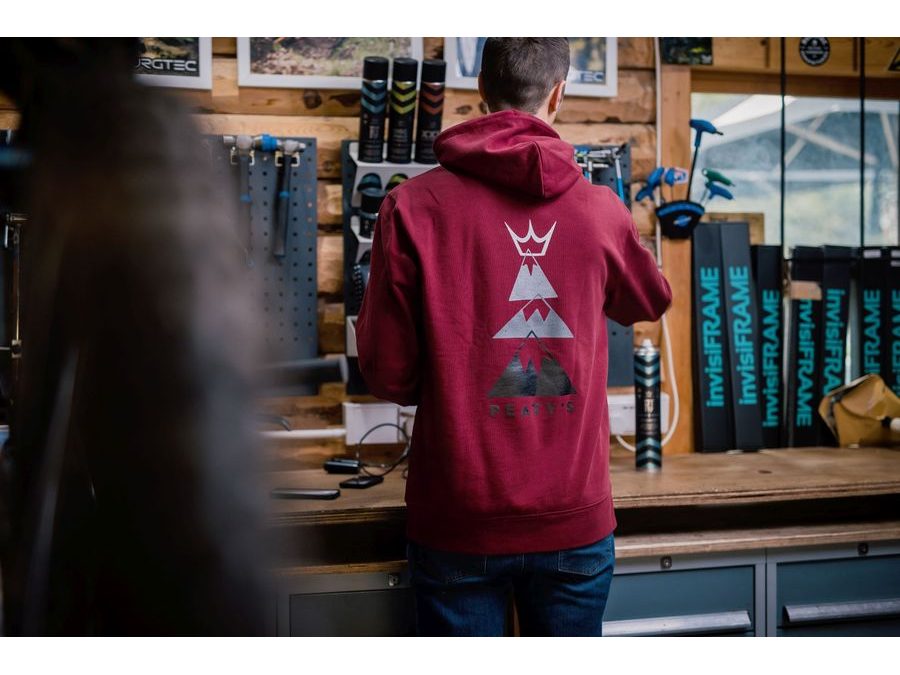 Mikina PEATY'S PUBWEAR MIKINA S KAPUCÍ SUMMIT BURGUNDY