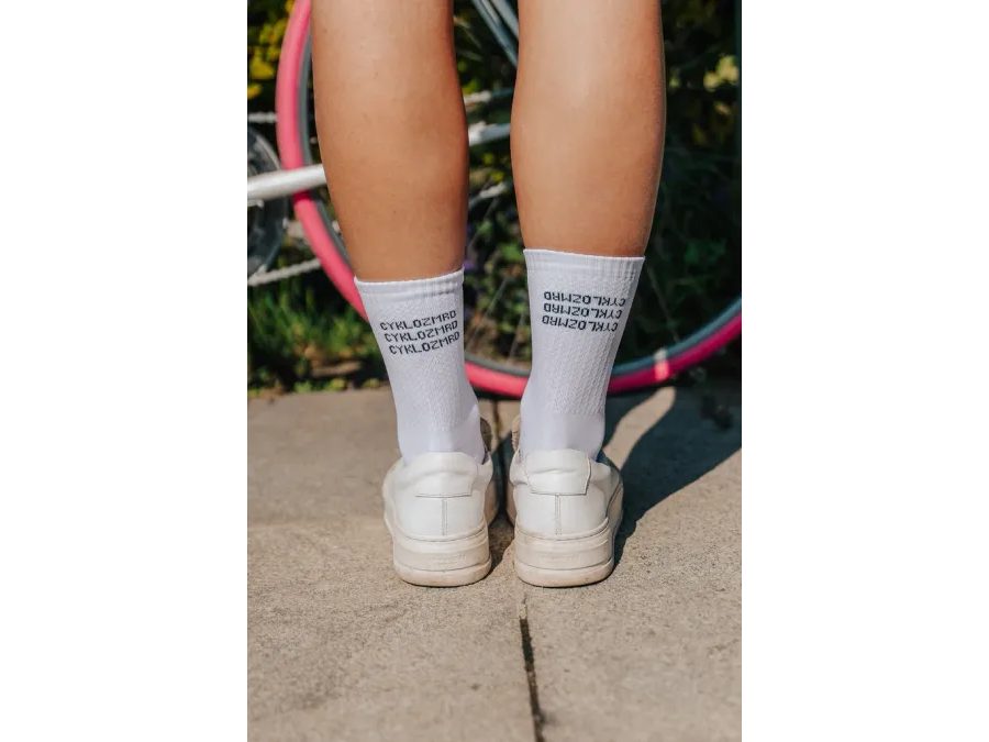 Dlouhé ponožky na kolo Kolo je Láska Cyklozmrd vol.3, bílá