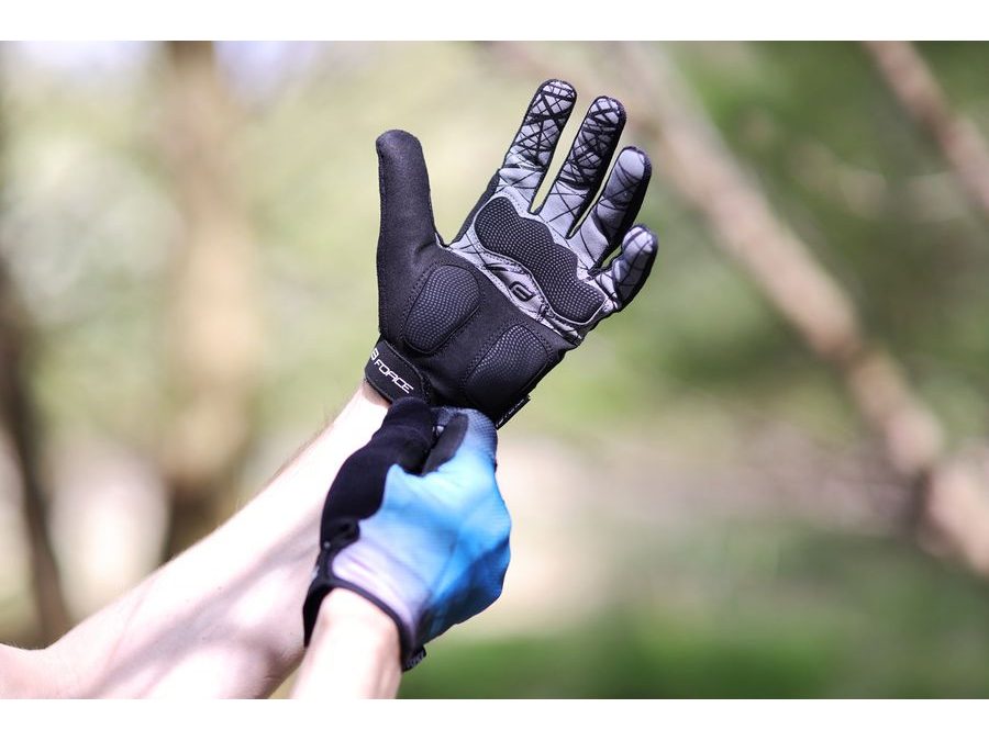 Letní dlouhoprsté rukavice FORCE MTB CORE, modré