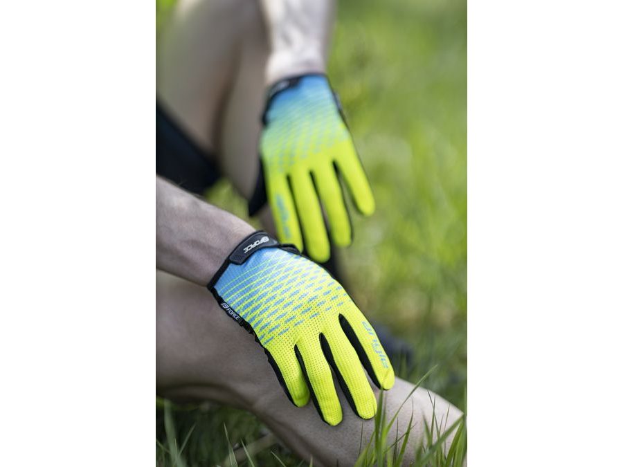 Letní dlouhoprsté rukavice FORCE MTB ANGLE, fluo-modré