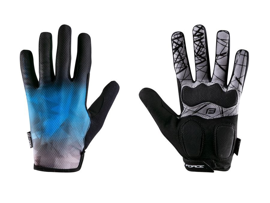 Letní dlouhoprsté rukavice FORCE MTB CORE, modré