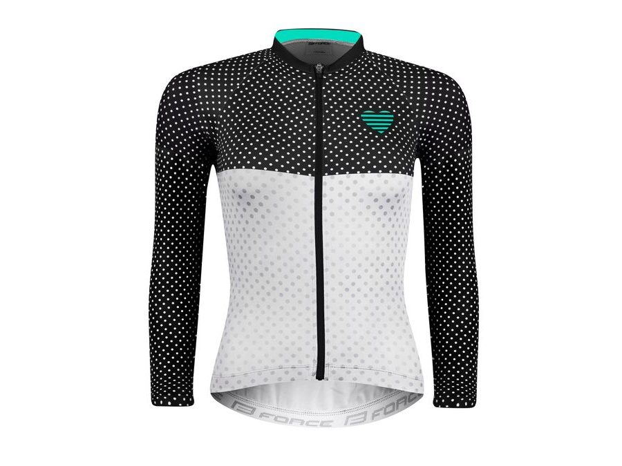 Dámský dres s dlouhým rukávem FORCE POINTS LADY, černo-bílo-tyrkysový