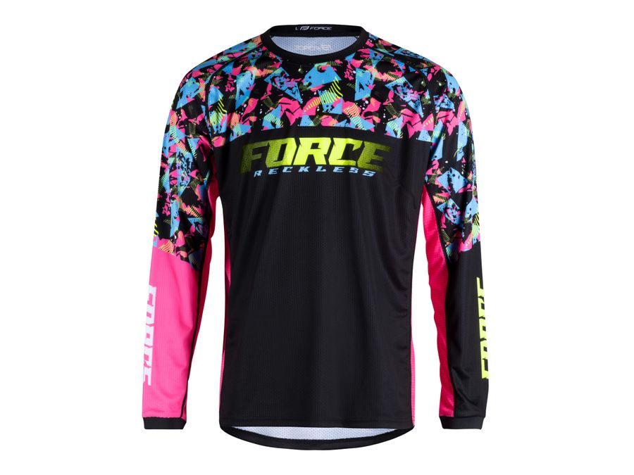 Dres s dlouhým rukávem FORCE RECKLESS, černo-růžovo-fluo