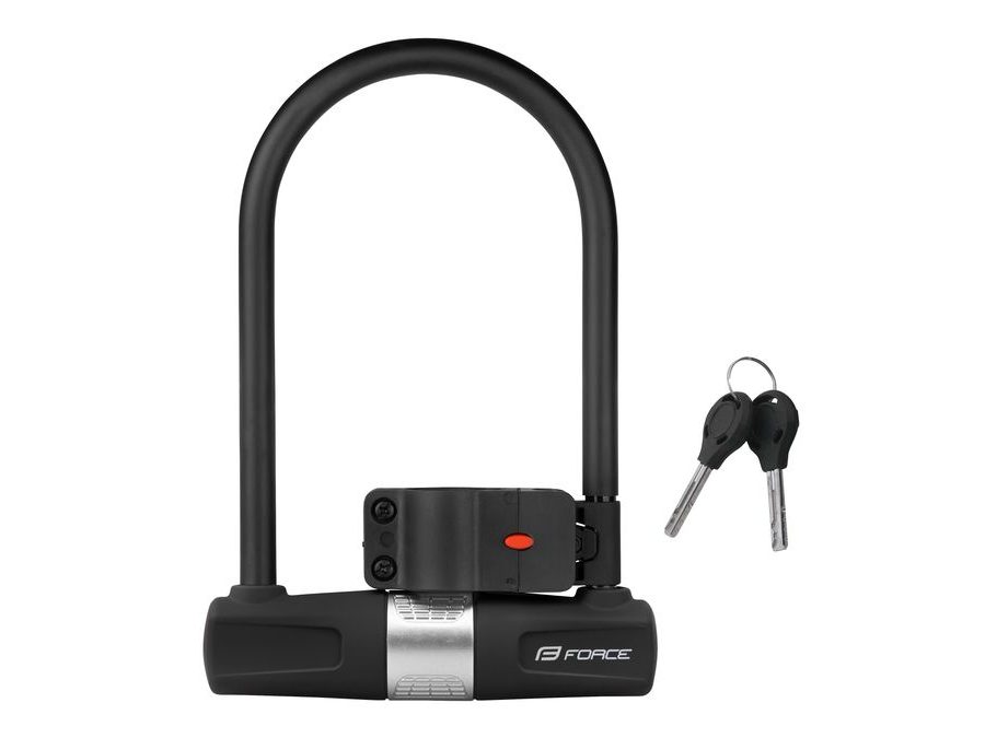 Zámek podkova FORCE s držákem, 11,5x18,9 cm, černý