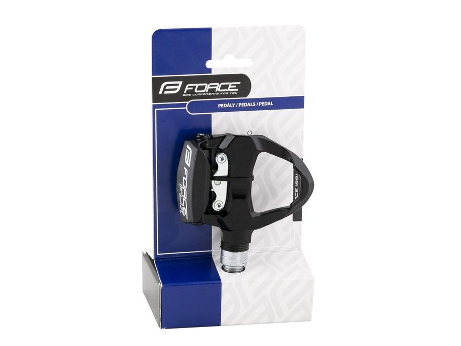 pedály FORCE FLIX nášlapné silniční + zarážky, črn