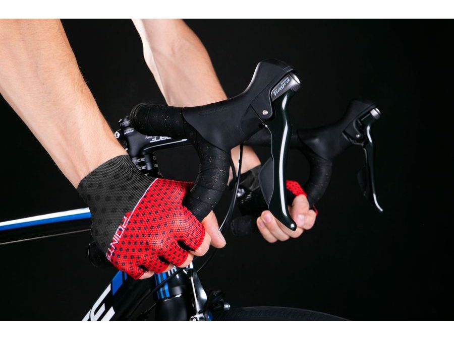 Letní krátkoprsté rukavice FORCE POINTS bez zapínání, červeno-černé