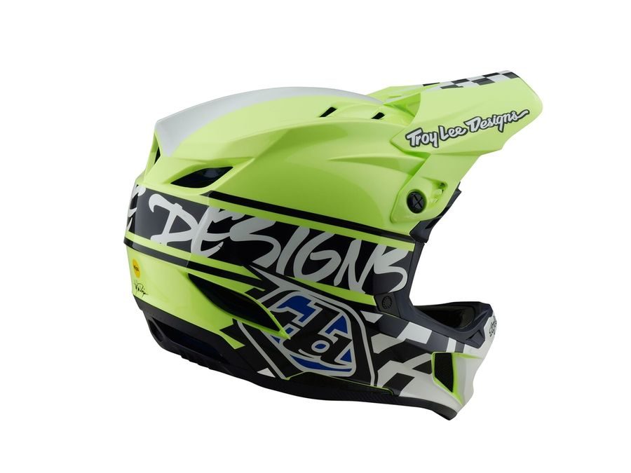 Integrální helma Troy Lee Designs D4 POLYACRYLITE FIFTY-50 NAVY / GLO YELLOW 2025