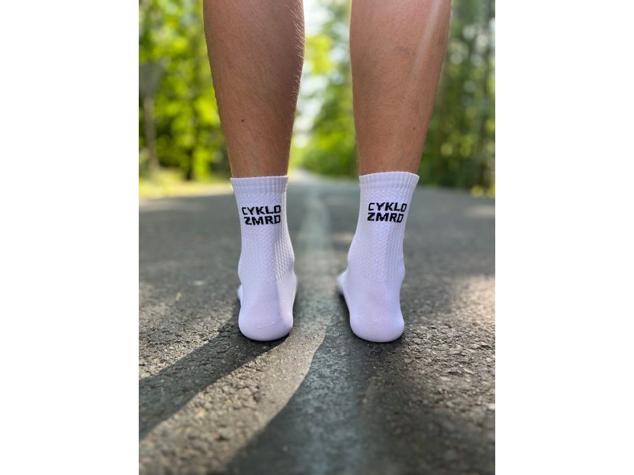 Dlouhé ponožky Kolo je Láska Cyklozmrd vol.2, bílá