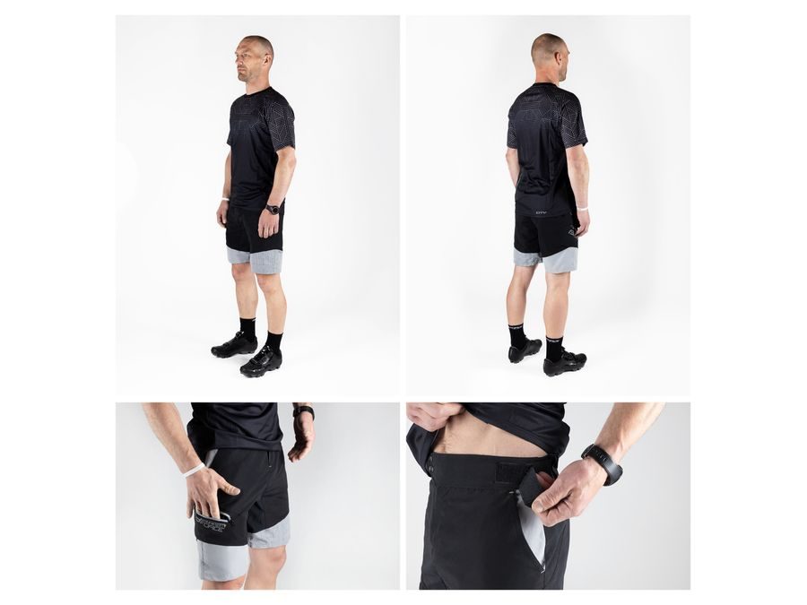 Pánské kraťasy do pasu s odnímatelnou vložkou FORCE STORM, černo-šedé