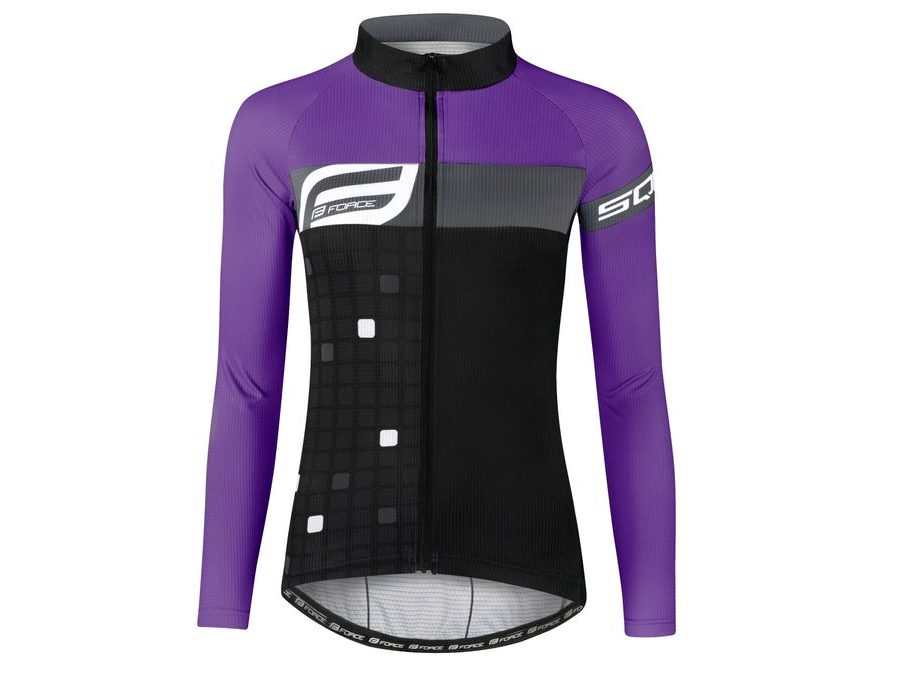 Dámský dres s dlouhým rukávem FORCE SQUARE LADY, černo-fialový