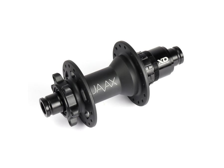 Zadní Boost náboj JAVAX M221B, Disc 6-děr, 28 děr, SRAM XD Ratchet, J-Bend, černý mat, s logem