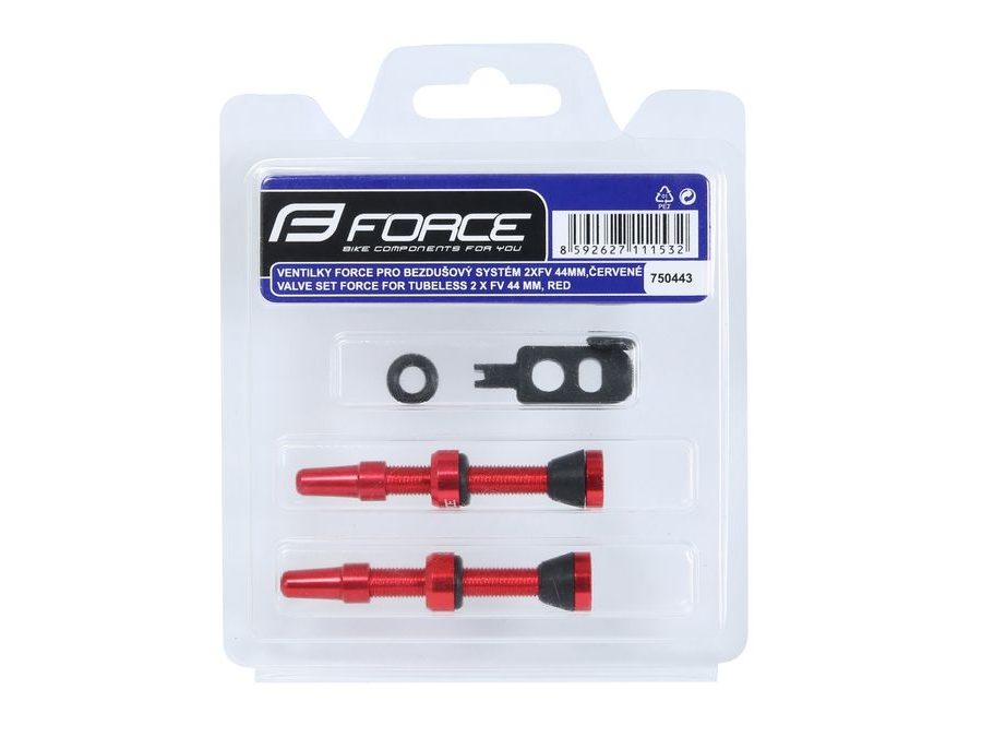 Bezdušové ventilky Force 2x FV 44mm, červené