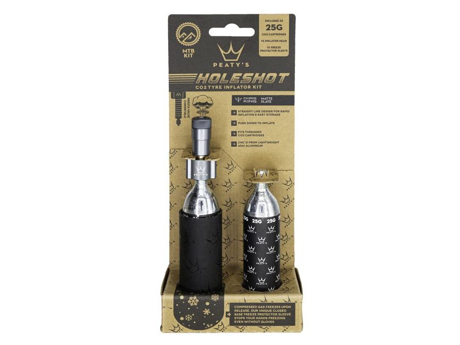 Kit CO2 bombičky a hustilka PEATY'S HOLESHOT CO2 PUMPA + BOMBIČKY 2 KS - MTB (25G) - SLATE