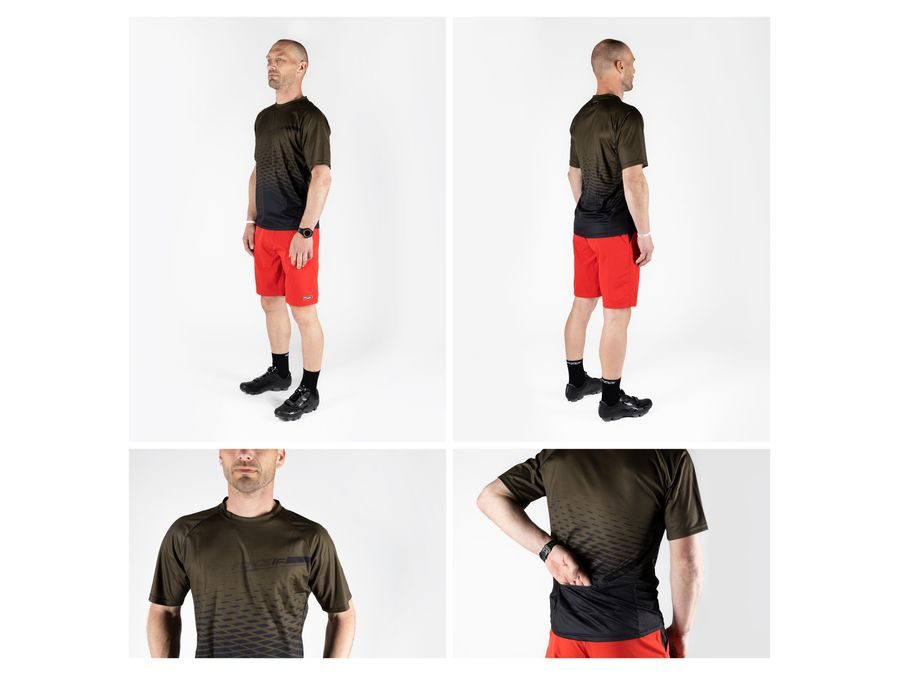 Pánský dres s krátkým rukávem FORCE MTB ANGLE, army